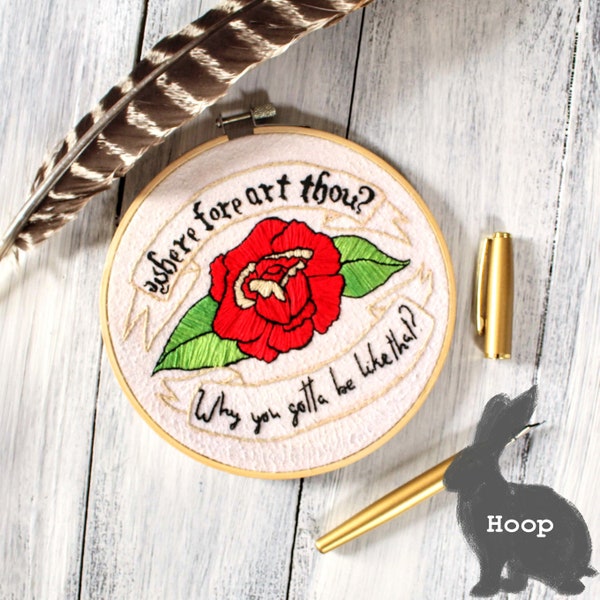 Wherefore Art Thou? Shakespeare Rose Embroidery Art