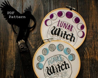Lunar Witch Embroidery Pattern...PDF Digital Download
