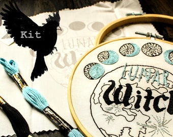 Blue Lunar Witch Embroidery Kit