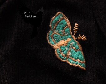 Blackberry Looper Green Moth Embroidery Pattern...PDF Digital Download