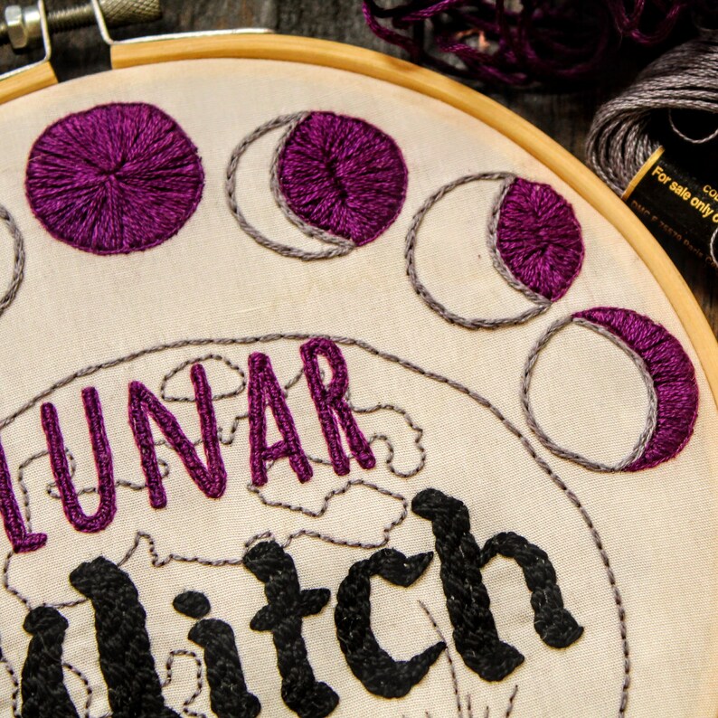 Purple Lunar Witch Embroidery Kit