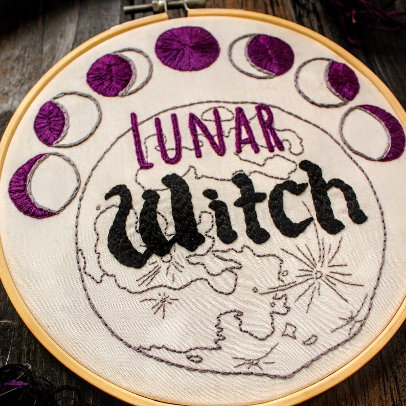Purple Lunar Witch Embroidery Kit