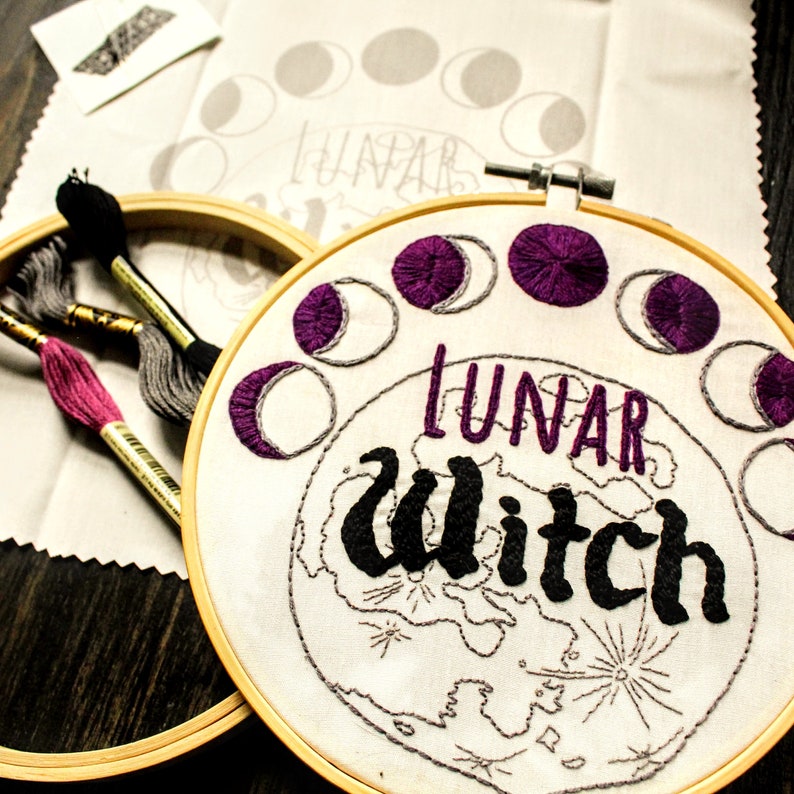 Purple Lunar Witch Embroidery Kit