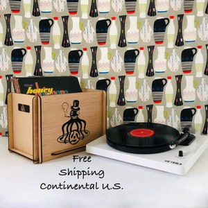 Vinyl Record Storage, Organizing & Transporting Crate Retro Octopus Design Makes Any Room Suddenly Cool Plus Free U.S. Shipping image 2