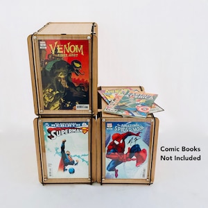 Three, Comic Book Storage Boxes Includes a Plexiglass End Frame To Display Favorite Comics Great Comic Collector or Father's Gift image 9