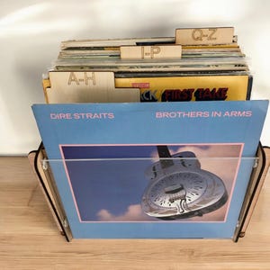 Record Storage Crate and Record Album Cover Frame and Display Box PLUS 3 Alpha  Record Dividers  Three In One Gift