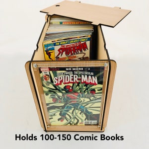Comic Book Storage & Display Box Display/Store Comics in an Eco Friendly, Sustainable Wood Storage Box with Lid image 3