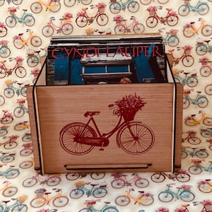 Red Bicycle with Basket Bouquet Beautiful Record Storage For Her Collection Adds to Any Home Decor Free US Shipping image 1