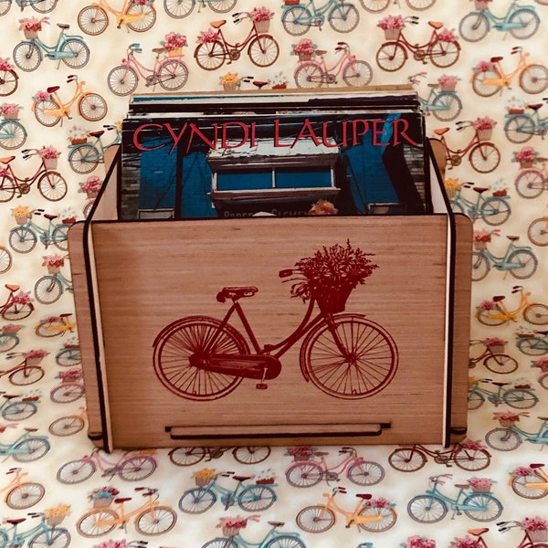 Red Bicycle with Basket Bouquet - Beautiful Record Storage For Her Collection - Adds to Any Home Decor - Free US Shipping