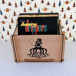 Vinyl Record Storage, Organizing & Transporting Crate Retro Octopus Design Makes Any Room Suddenly Cool Plus Free U.S. Shipping image 1