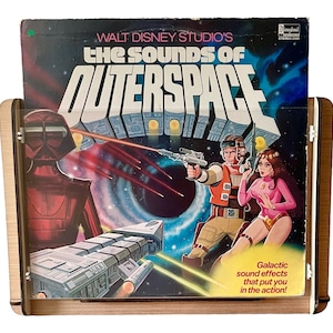 Romany House Original Record Storage/Display Box PLUS Vintage Vinyl LP - Walt Disney Studios 1981 &quot;The Sounds of Outerspace&quot;
