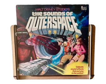 Romany House Original Record Storage/Display Box PLUS Vintage Vinyl LP - Walt Disney Studios 1981 "The Sounds of Outerspace"