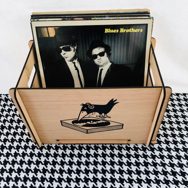 Vinyl Record Storage Crate & Organizer - Perfect Stereo System Accessory for the Vinyl Junkie or the Newbie Collector