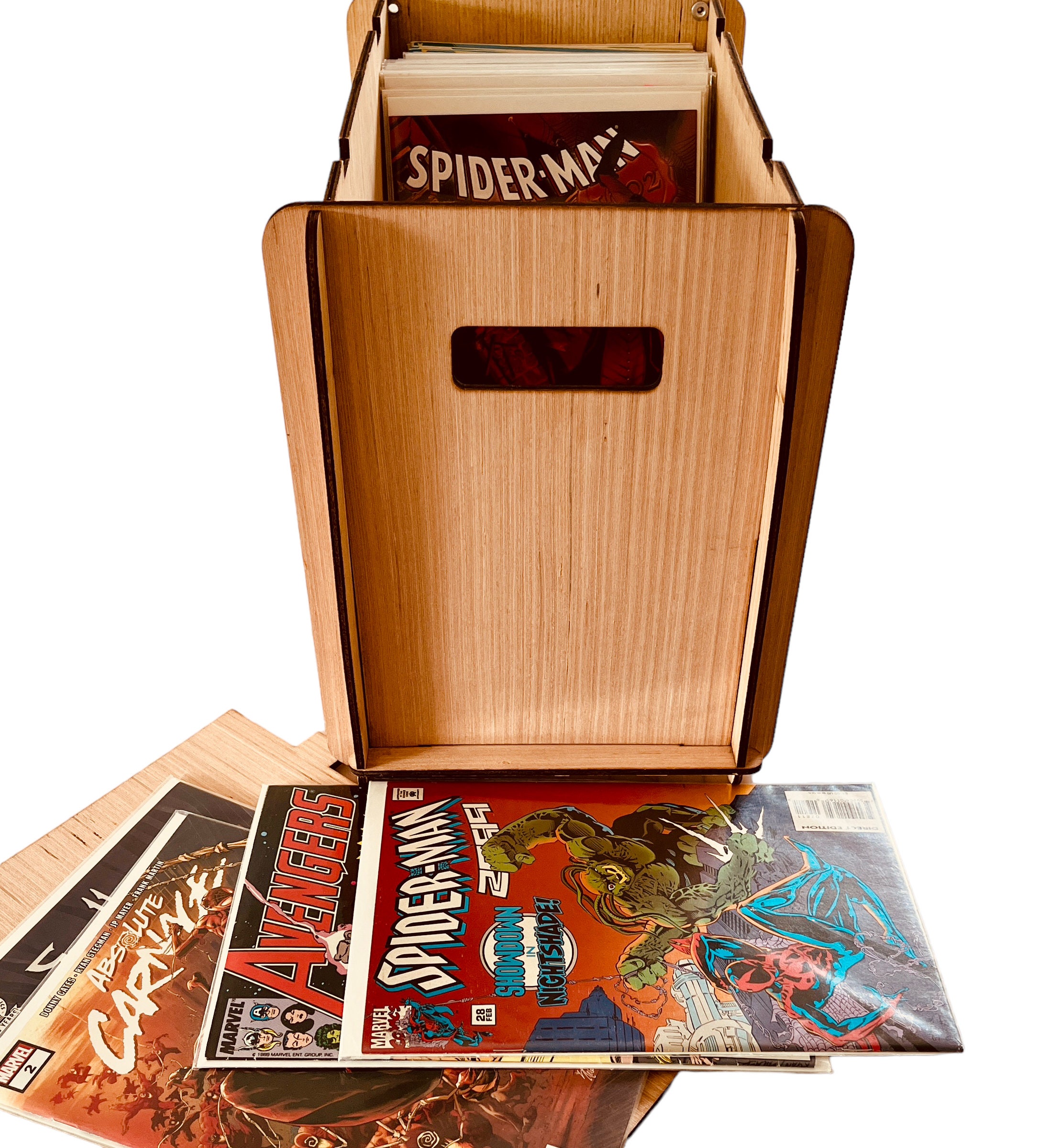 Vintage Marvel Team-Up Spider-Man & Thor Comic PLUS Wood Comic Book Storage/Display  Box - For Your Collection or Makes Great Gift!