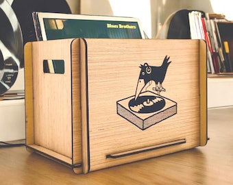 Fathers Day Gift Record Storage Crate With Retro Graphic Made With  Eco-Friendly Plywood