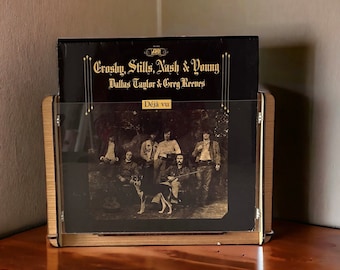 Vinyl Record Storage Crate PLUS Original 1970 German Release of Iconic Crosby, Stills, Nash & Young Album Déjà Vu - Great Gift for CSNY Fans