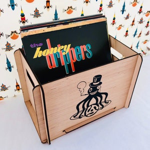 Vinyl Record Storage, Organizing & Transporting Crate Retro Octopus Design Makes Any Room Suddenly Cool Plus Free U.S. Shipping image 4