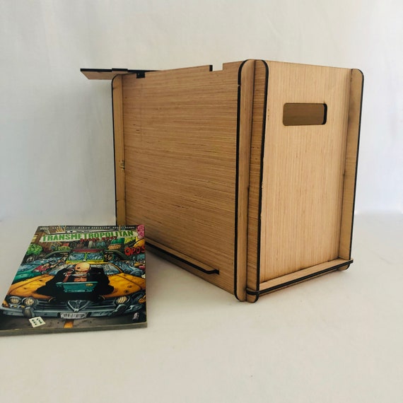 Graphic Novel Storage & Organizer Box With a Set of 4 Wood 