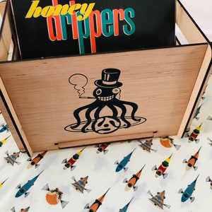 Vinyl Record Storage, Organizing & Transporting Crate Retro Octopus Design Makes Any Room Suddenly Cool Plus Free U.S. Shipping image 9