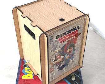 Compact Comic Book Storage Box: Sustainable Plywood, Fits Bookcases