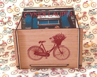 Valentine's Day Gift Red Bicycle Record or Paper Storage Box: Silk Screened