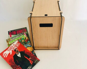 Graphic Novel Storage & Organizer Box  with a set of 4 Wood Dividers - Perfect Storage for Graphic Novel or Underground Comix Collections.