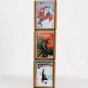 Three, Comic Book Storage Boxes Includes a Plexiglass End Frame To Display Favorite Comics Great Comic Collector or Father's Gift image 7