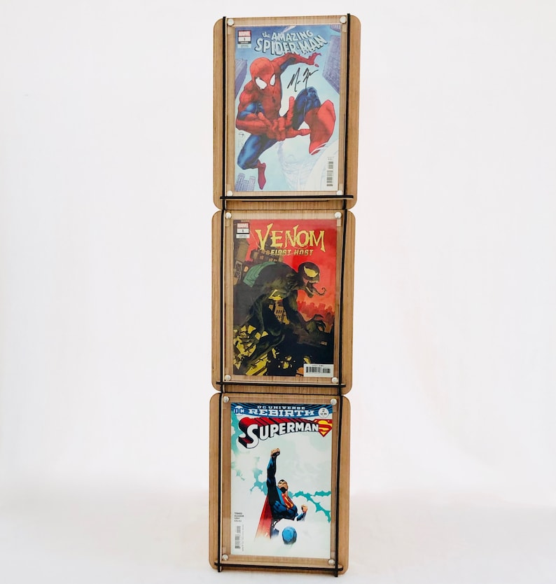 Three, Comic Book Storage Boxes Includes a Plexiglass End Frame To Display Favorite Comics Great Comic Collector or Father's Gift image 7