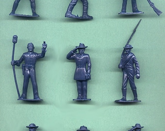 VTG Marx 60mm Blue Gray Confederates Mounted WOW Figures Soldiers Grant Lee 