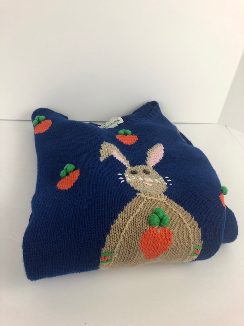 Vintage Easter Bunny Carrot Sweater Hong Kong Large The Quacker Factory