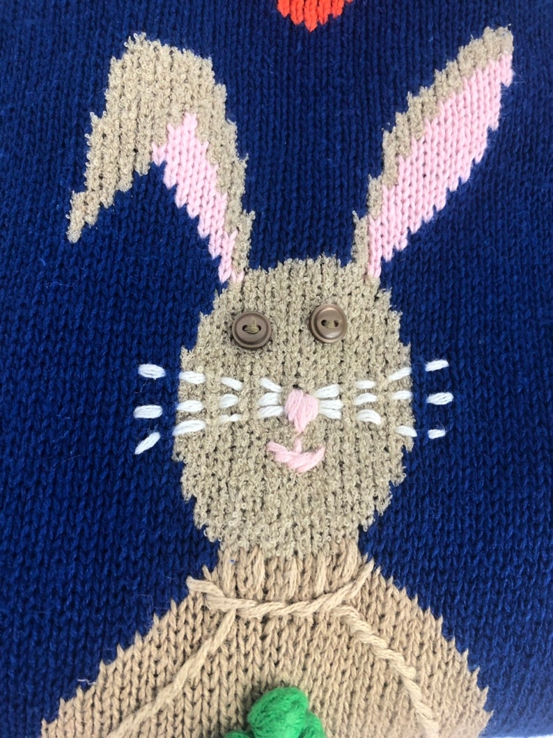Vintage Easter Bunny Carrot Sweater Hong Kong Large The Quacker Factory