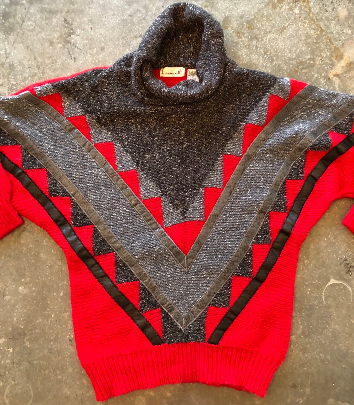Vintage 80s Geometric Pattern Multicolor Acrylic Knit Trend