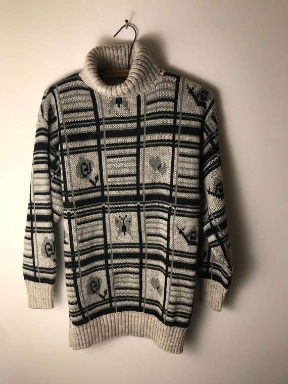Vintage Turtleneck Sweater Shades of Grey Women’s… - image 1
