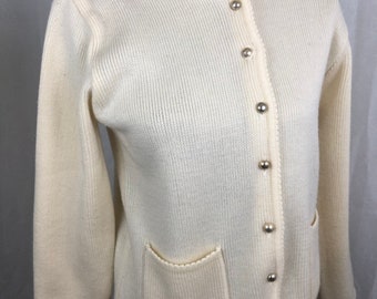 Vintage tight Knit Cardigan Button Down Sweater Woman's Acrylic Sweater Petite Short M Hasting And Smith Cardigan Taiwan