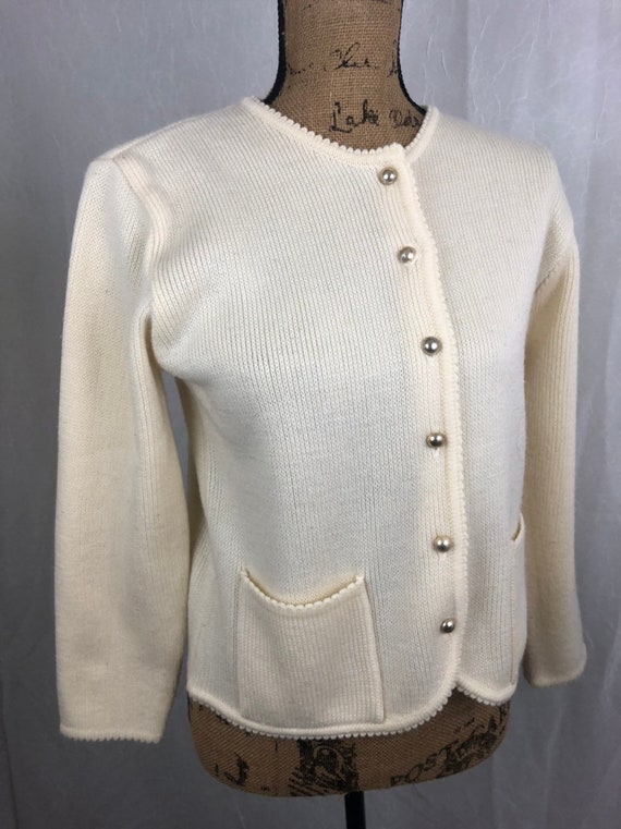 Vintage tight Knit Cardigan Button Down Sweater W… - image 1