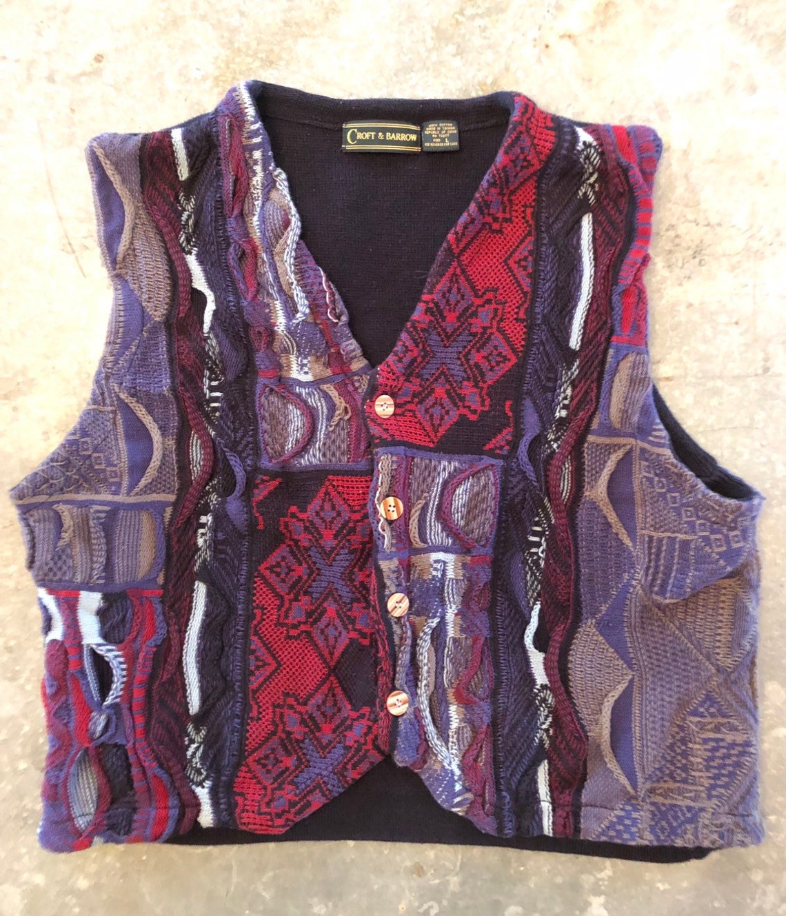 Vintage 80's Coogi Style Vest Bill Cosby Pullover Sweater ...