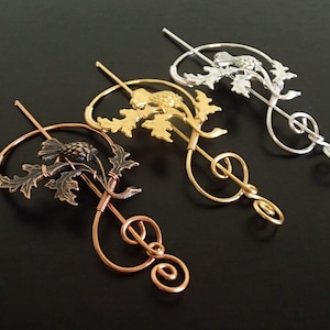 Scottish Thistle Brooch , Shawl Pin, Scarf Pin, Sweater Brooch, Knitting Accessories, Gold Copper Silver brooch, Wire wrapped jewelry