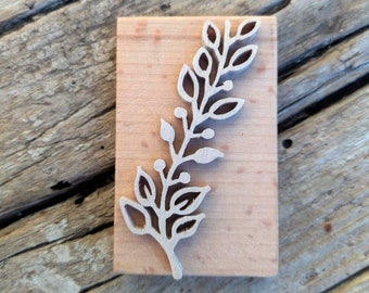 Handcrafted wooden stamp for soap, terracotta, plastics, branch and leaves