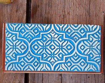 Morocco pattern linocut artisan stamp with lozenge