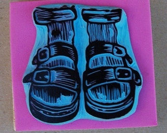 Handcrafted soft rubber stamp Sandals and socks