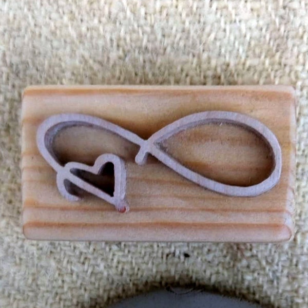 Wooden craft stamp for fabric, soap, tissue paper, polymer clay, scrap heart infinity sign
