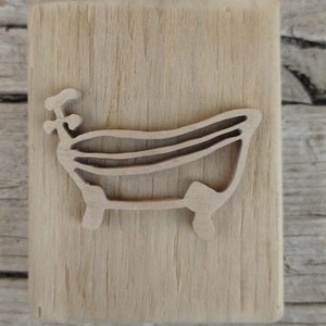 Wooden craft stamp, for soap, ceramic and fabric, bathtub with tap