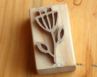 Handcrafted wood carving stamp for soap, clay, fabric, flower pistils