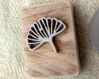 Wooden craft stamp, for soap, fabric, Ginkgo leaf terracotta polymer clay