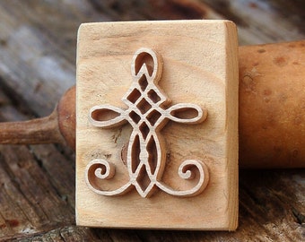Wooden craft stamp for fabric, soap, clay, arabesque