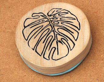 Monstera leaf handcrafted linocut PVC outline stamp