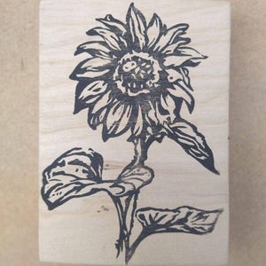 Grand tampon artisanal en PVC Linocut tournesol