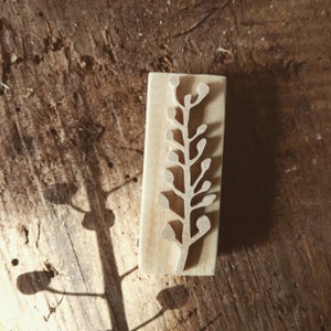 Tampon artisanal en bois pour savon, tissu, papier, scrapbooking, céramique, branche de molène