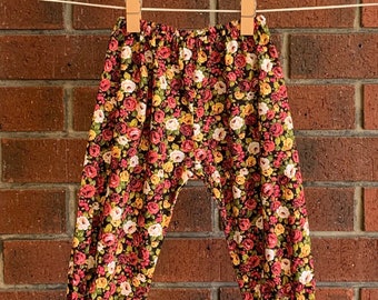 Summer pants Baby and toddler black floral boho trousers to size 5