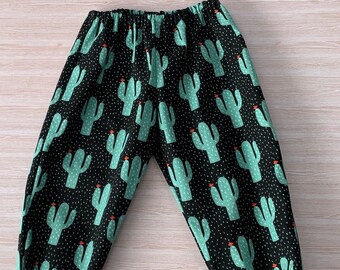 Long pants for Baby or toddler unisex in cactus fabric , Australian made pants